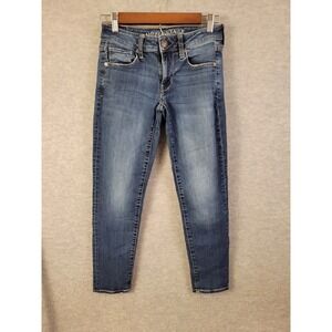 American Eagle AE Skinny Super Stretch Jeans Womens 2 Short Medium Wash - E